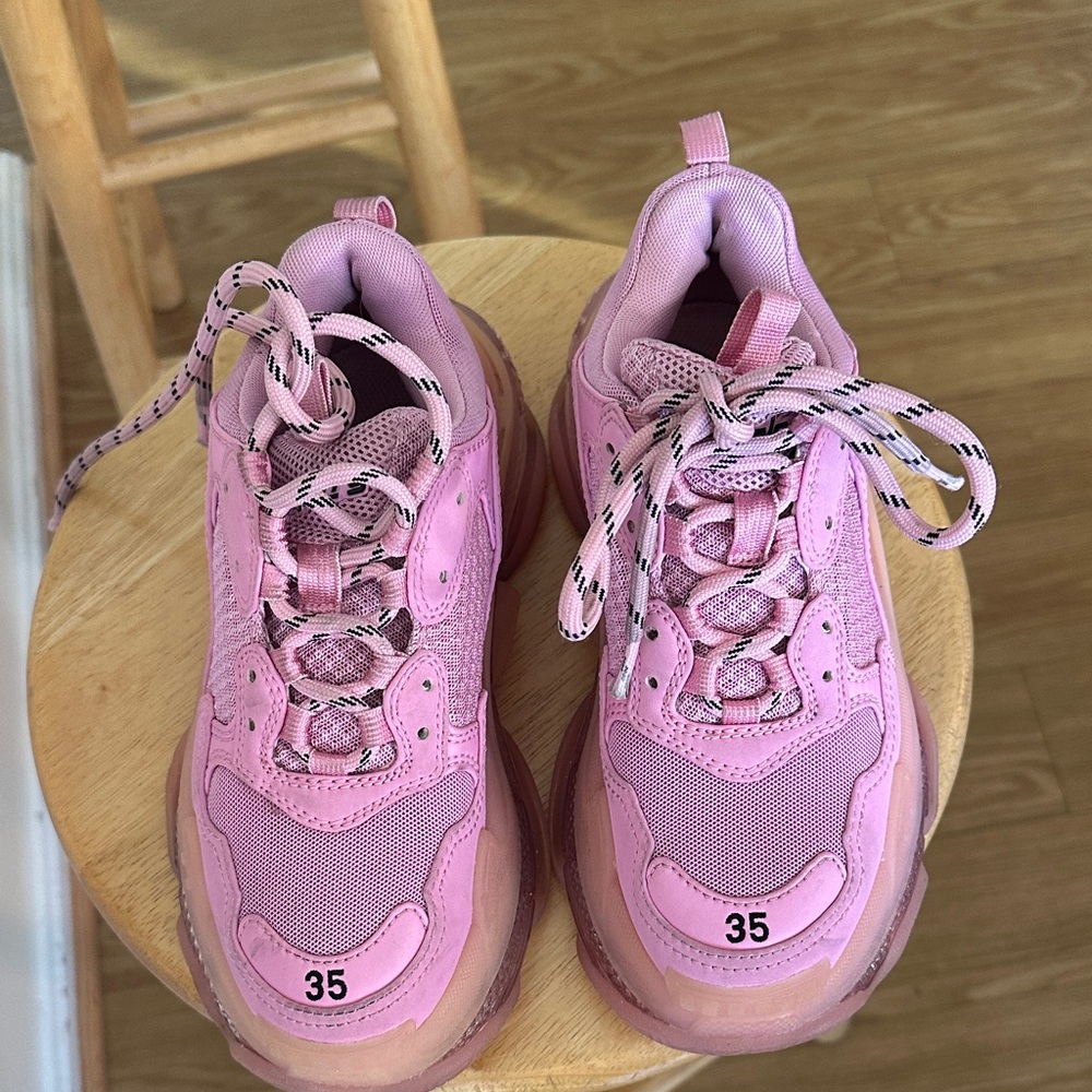 Balenciaga Vibrant Pink Lace-Up Sneakers